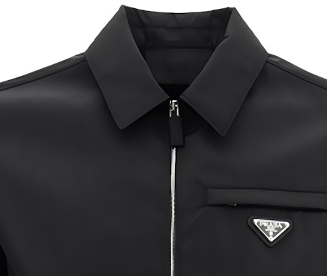 PRADA SS21 Logo Collar Zip-Up Long Sleeve Jacket Black SGB684-1WQ8-F0002 Details for PRADA SS21 Logo Collar Zip-Up Long Sleeve Jacket Black SGB684-1WQ8-F0002