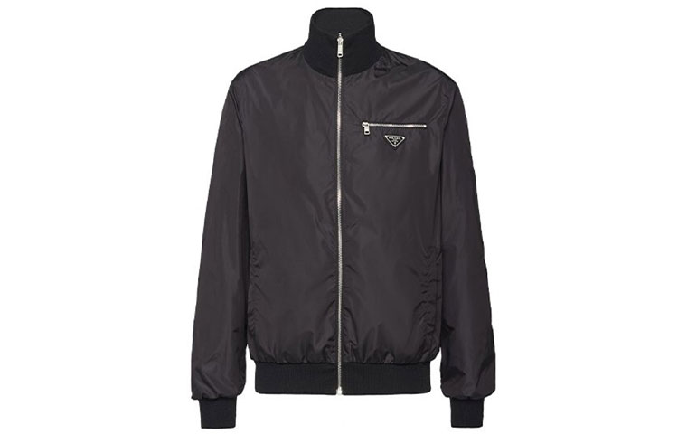 PRADA SS21 Logo Zip-Up Jacket Black Long Sleeve Outerwear. UMC096-1UPF-F0002