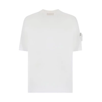 PRADA SS21 Loose Fit White T-Shirt with Arm Zipper Pocket. UJN762S2121ZLC-F0009