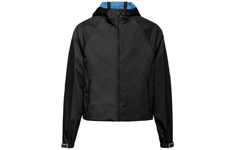 Prada SS21 Micro Logo Zip-Up Hoodie Jacket Black SGN726-1P28-F014B