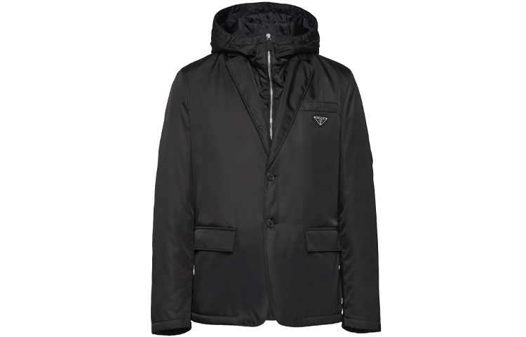 PRADA SS21 Re-Nylon Hooded Blazer Jacket Men’s Black. SD118-1WQ8-F0002-S-212