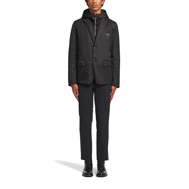 Lookbook PRADA SS21 Re-Nylon連帽西裝外套 男士黑色. SD118-1WQ8-F0002-S-212