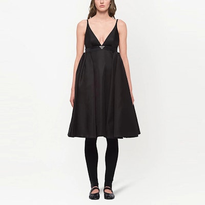 PRADA SS21 Sleeveless Black Dress with Logo Accent. 23Y644S2111WQ8-F0002 Lookbook PRADA SS21 Sleeveless Black Dress with Logo Accent. 23Y644S2111WQ8-F0002