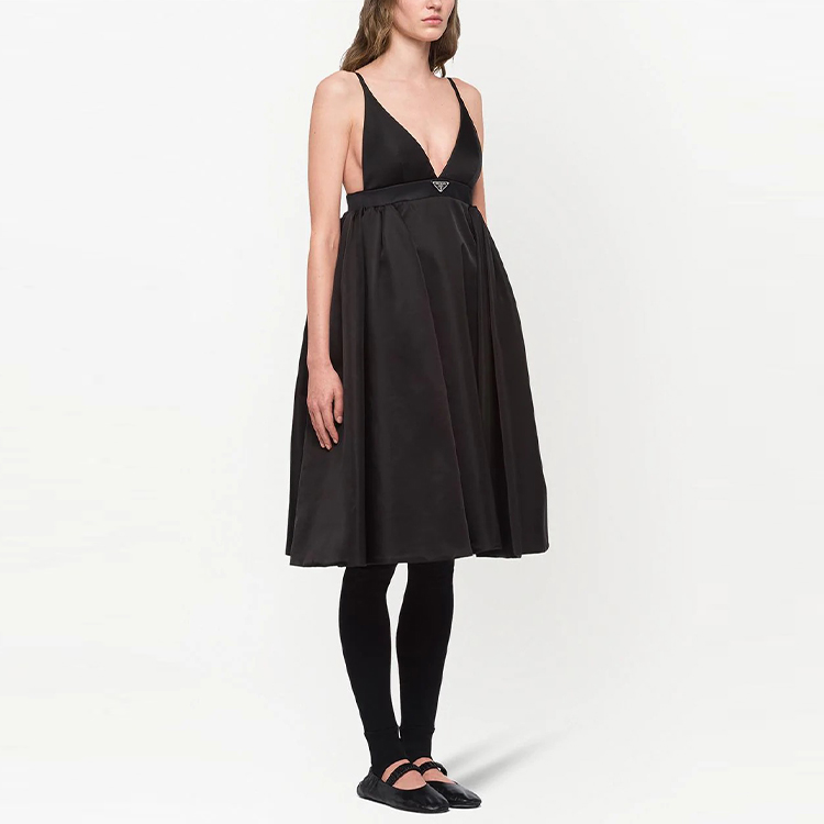 Purchase PRADA SS21 Sleeveless Black Dress with Logo Accent. 23Y644S2111WQ8-F0002