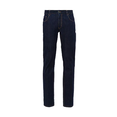 PRADA SS21 Slim Fit Logo Stretch Blue Denim Jeans. GEP178-1BJU-F0008-S-202