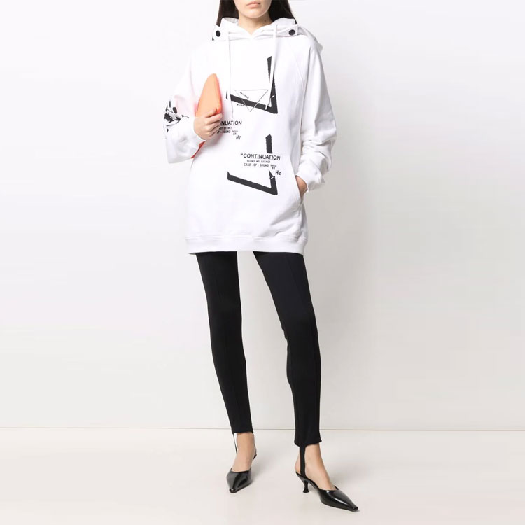 Purchase Prada SS21 White Drawstring Hoodie with Letter Print Unisex 134629S2111YUA-F0964