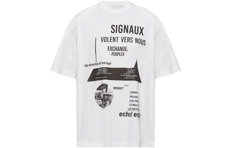 PRADA SS21 White Letter Print Cotton Crewneck T-Shirt UJN741-1YWW-F0009-S-211