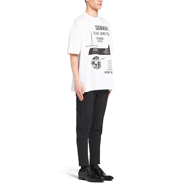 Purchase PRADA SS21白色字母印花纯棉圆领T恤 UJN741-1YWW-F0009-S-211