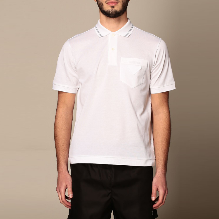 Shop 普拉达 白色短袖 POLO 衬衫 SS21款 UJN721-XGS-F0009-S-211