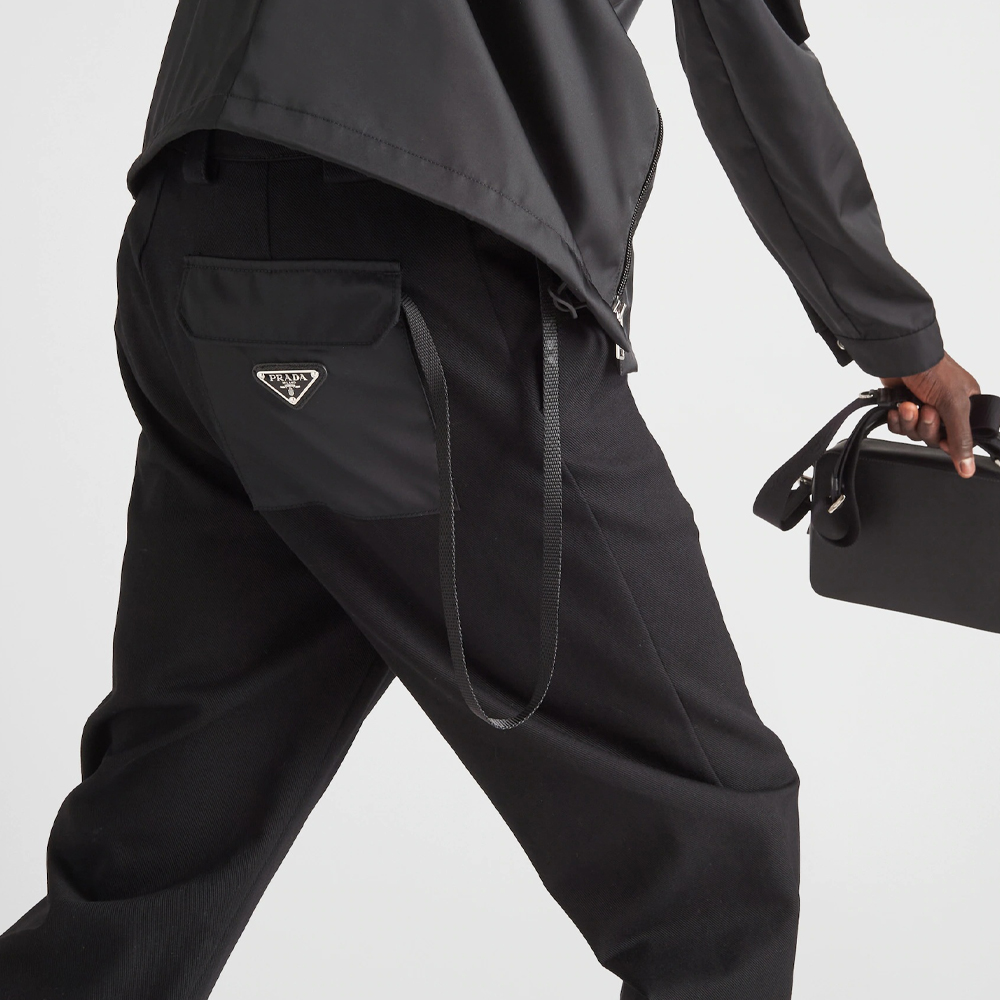 Details for PRADA SS22 Celana Panjang Hitam Casual Straight-Leg - Gaya Minimalis Musim Gugur SPH184-10GL-F0002-S-221