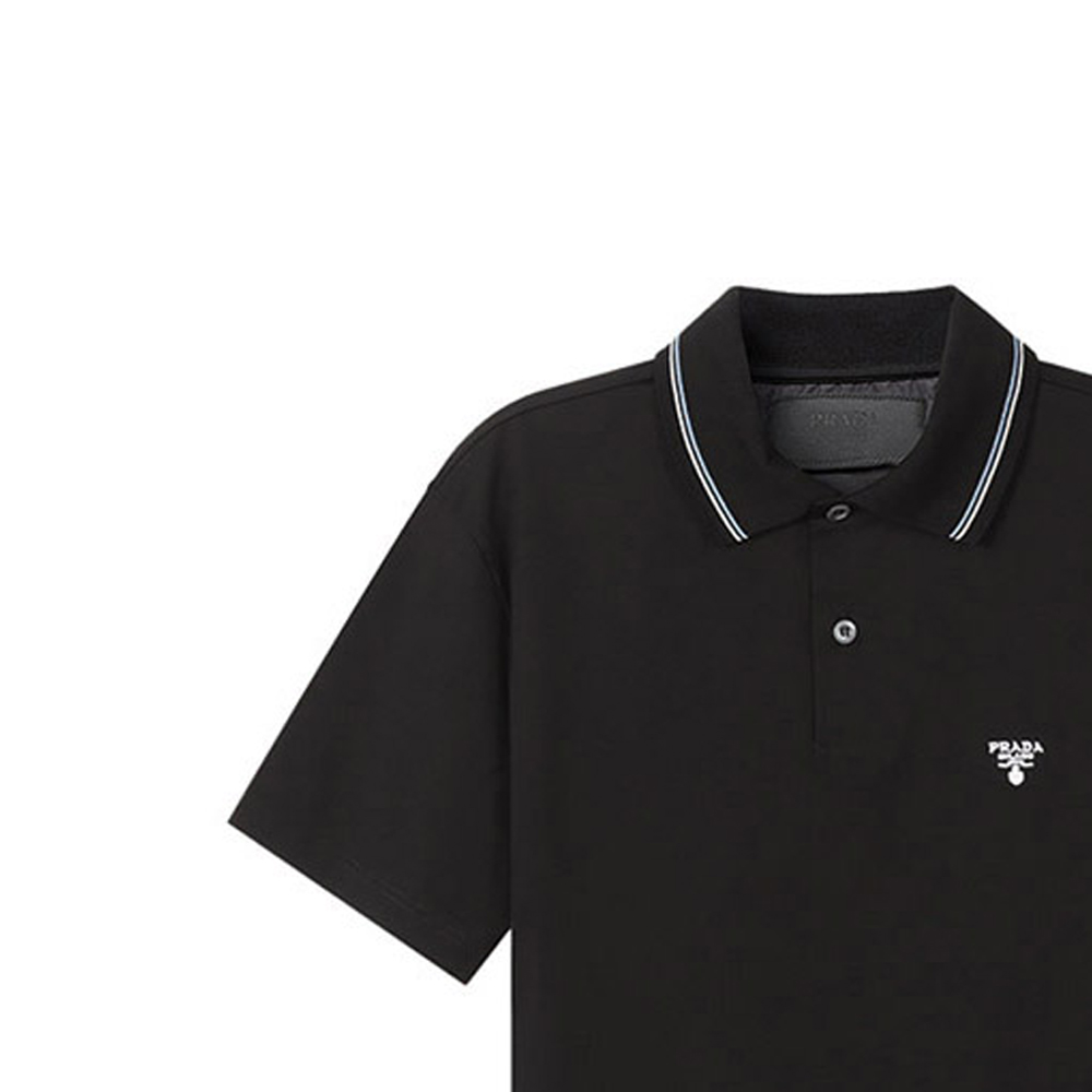 Shop 普拉达 SS22 黑色纯棉短袖 Polo 衫 UJN798-710-F0002-S-221