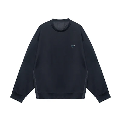 PRADA SS22 Black Crewneck Sweatshirt with Logo Patch. UJL30A-11OQ-F0806-S-222