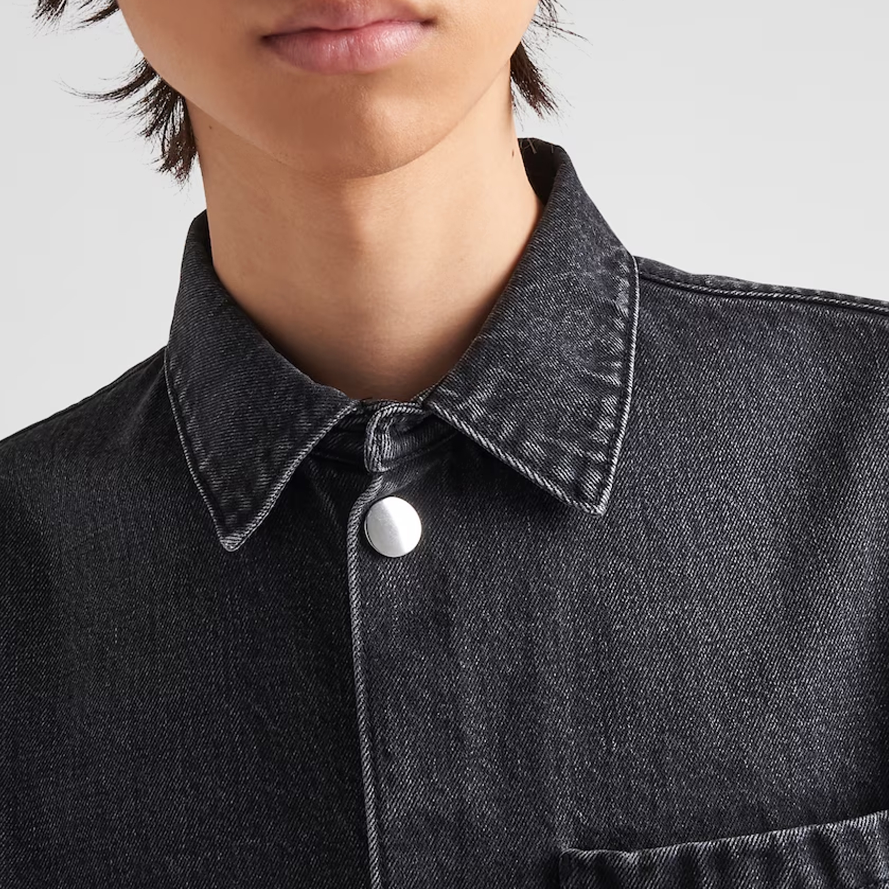 Details for PRADA SS22 黑色牛仔宽松短袖防晒衬衫. GEC067-12K8-F0557-S-212