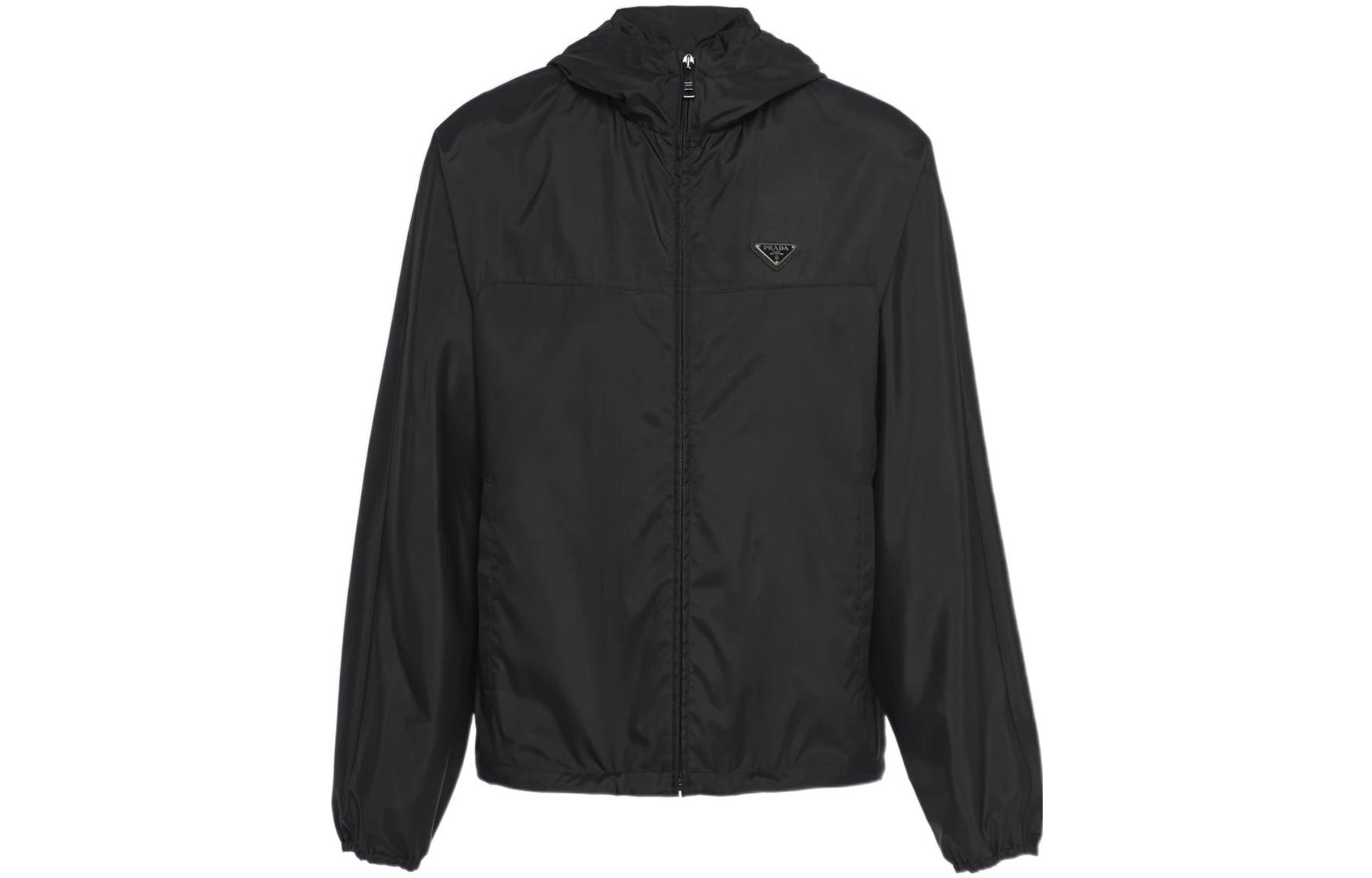 PRADA SS22  Black Hooded Jacket with Logo. SGC012-1ZWT-F0002-S-221