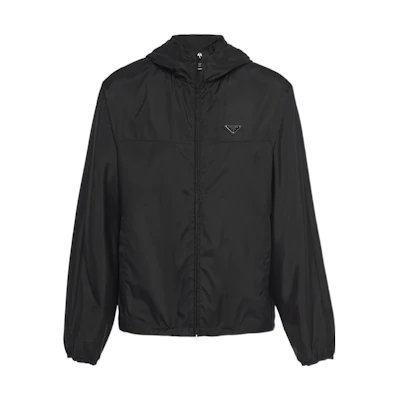 PRADA SS22 Black Hooded Jacket with Logo. SGC012-1ZWT-F0002-S-221