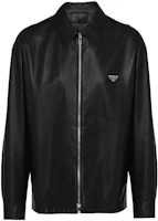 Order PRADA SS22 黑色羊皮拉鍊領皮夾克. UPW428-1WDV-F0002