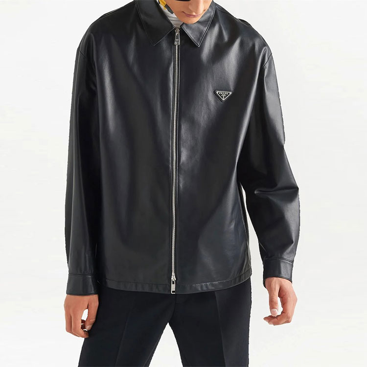 Purchase 프라다 SS22 블랙 양가죽 지퍼 칼라 재킷. UPW428-1WDV-F0002