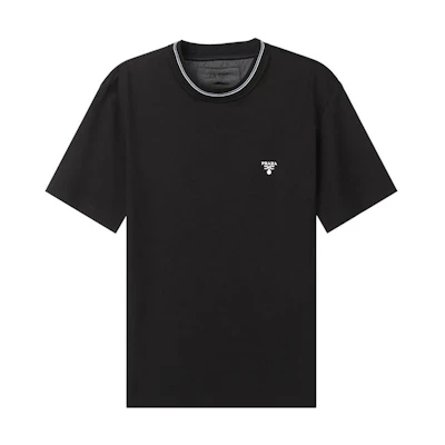 PRADA SS22 Black Logo Print Crew Neck T-Shirt. UJN797-710-F0002-S-221