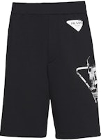 PRADA SS22 Black Logo Print Elastic Waist Casual Shorts. UJP195-10IO-F0002-S-221 PRADA SS22 Black Logo Print Elastic Waist Casual Shorts. UJP195-10IO-F0002-S-221