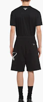 Shop PRADA SS22 Black Logo Print Elastic Waist Casual Shorts. UJP195-10IO-F0002-S-221
