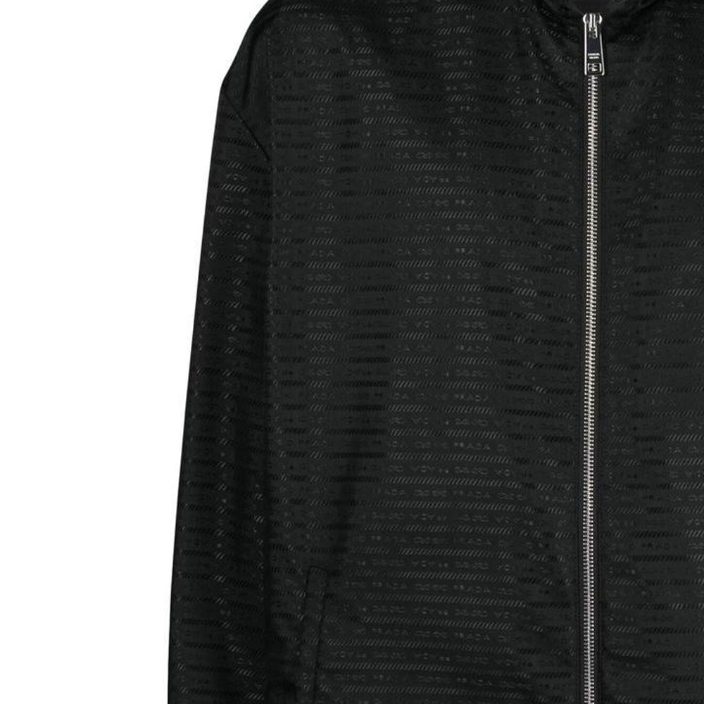 Details for 프라다 SS22 블랙 로고 패치 지퍼 릴렉스 핏 후디 재킷. SGC057-S221-11FCF-0-002