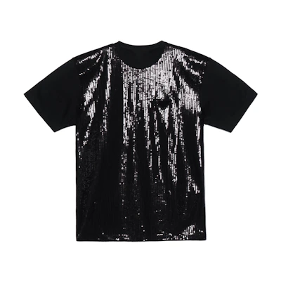 PRADA SS22 Black Sequin Panel Crewneck Short-Sleeve T-Shirt UJN782-1Z5Y-F0002-S-221