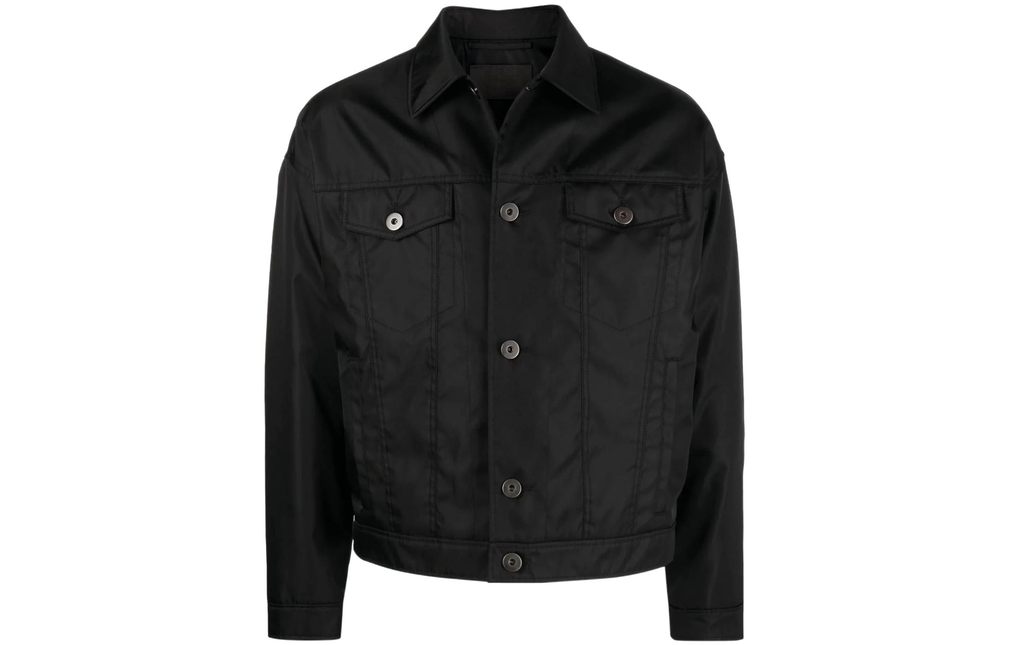 PRADA SS22  Black Single-Breasted Collared Jacket SGB991-S221-1WQ8-F0002