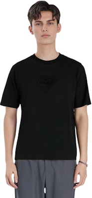 PRADA SS22 黑色純色圓領短袖T恤 UJN773S2121ZX4-F0002 Shop PRADA SS22 黑色純色圓領短袖T恤 UJN773S2121ZX4-F0002