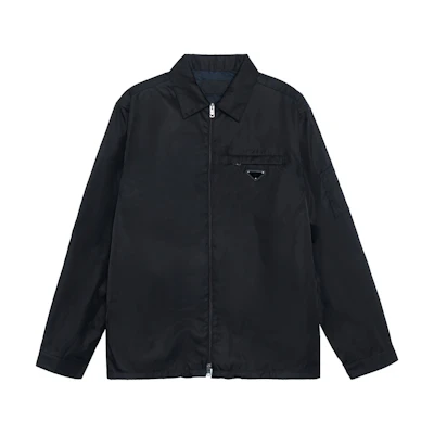 PRADA SS22 Black Solid Zip-Up Collared Long-Sleeve Jacket SC502-1WQ8-F0002