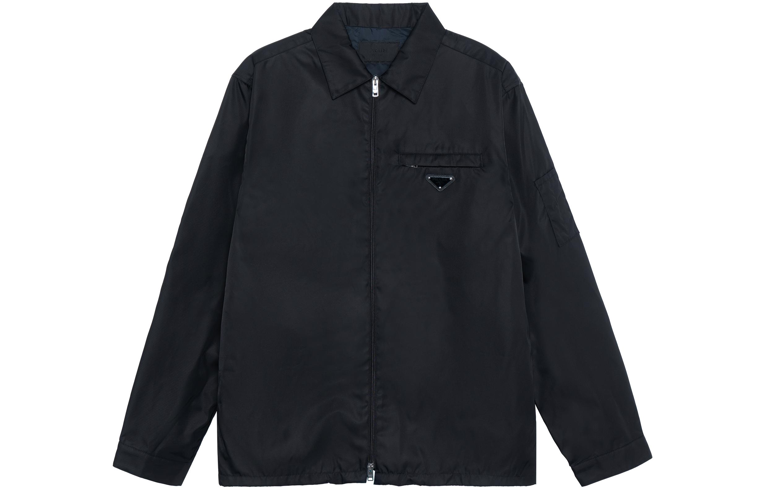 Order PRADA SS22 黑色拉鍊翻領長袖外套 SC502-1WQ8-F0002