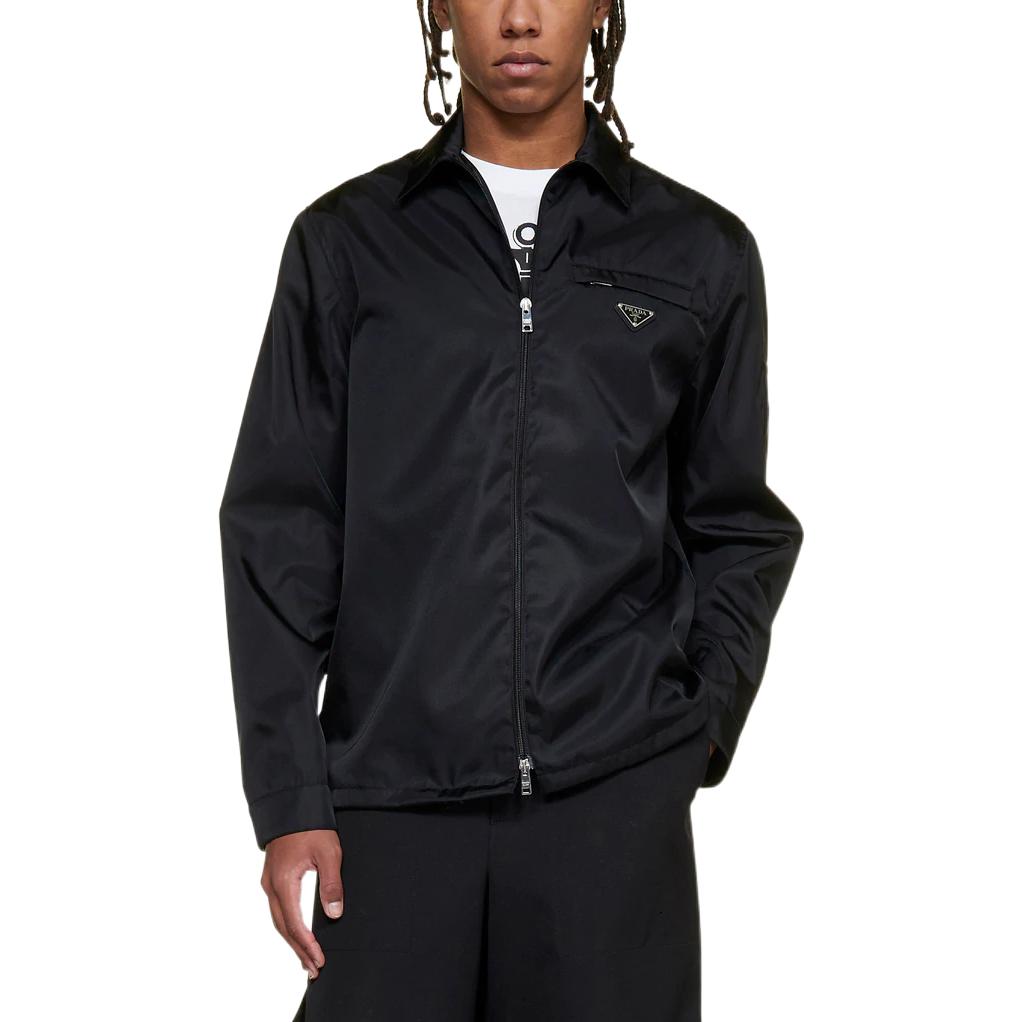 Sizing PRADA SS22 黑色拉鍊翻領長袖外套 SC502-1WQ8-F0002