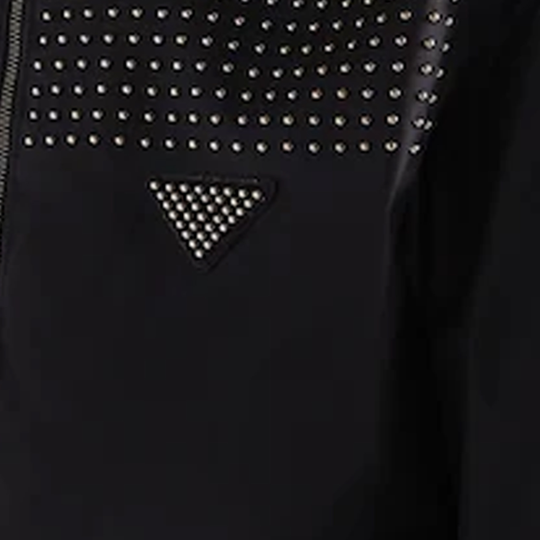 Sizing PRADA SS22  Black Studded Logo Zip-Up Jacket Long Sleeve Outerwear SGB987-1WQ8-F0002-S-221
