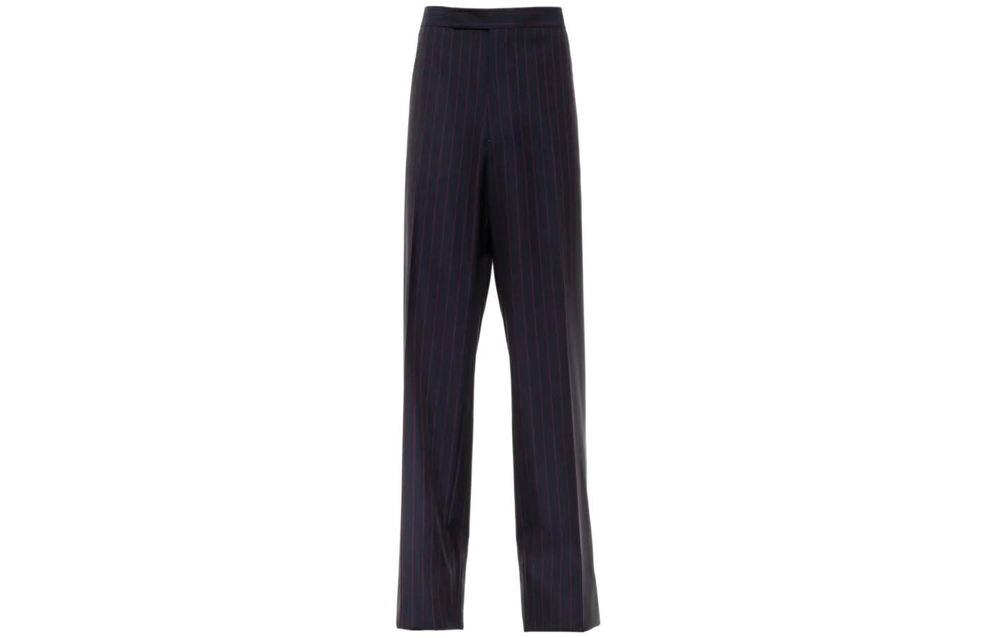 PRADA SS22  Black Wool Striped Casual Trousers. SPH176-10D9-F0008-S-221