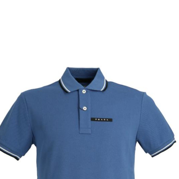 Lookbook 普拉达SS22蓝色短袖棉质POLO衫 SJN256-322-F0AJ8