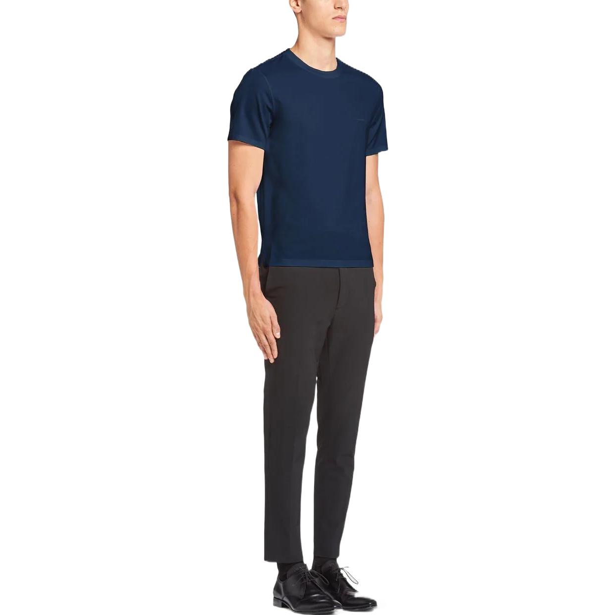 Purchase PRADA SS22 藍色圓領T恤 素色設計與刺繡Logo UJN712-1YDP-F0124-S-211