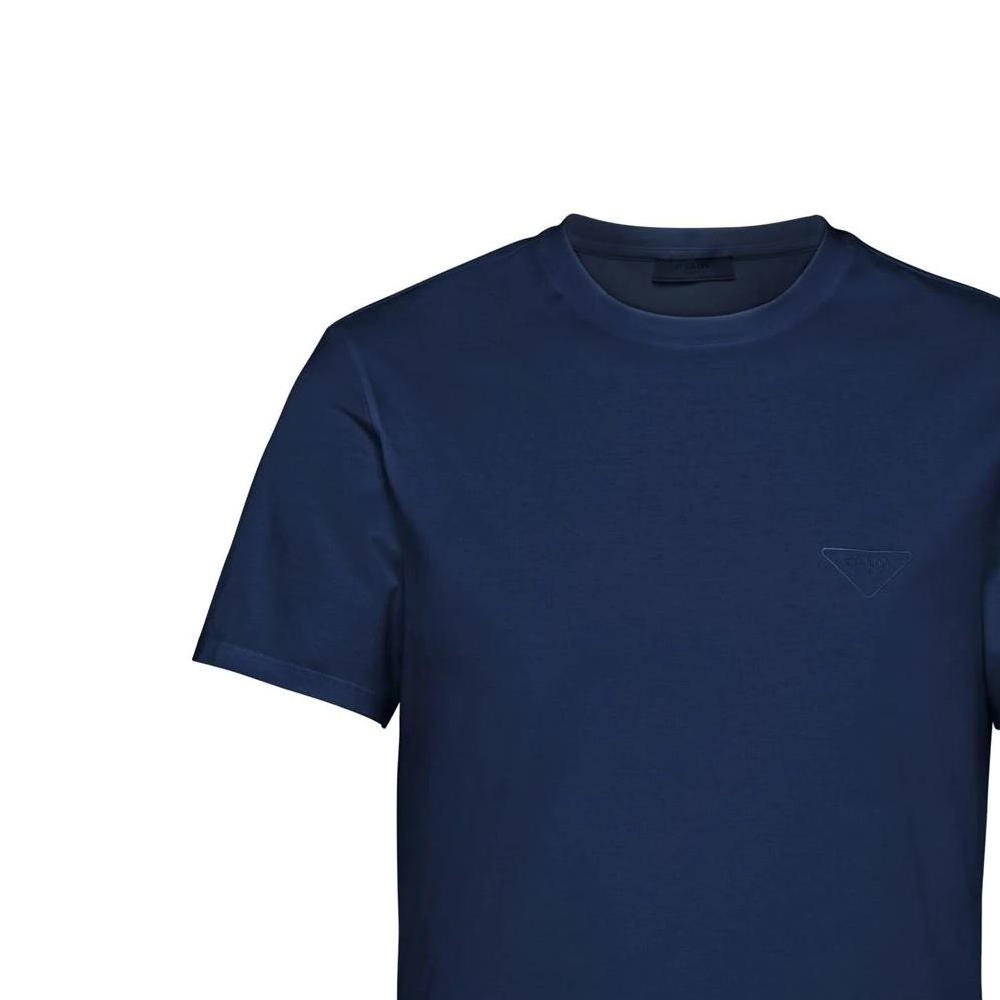 Sizing PRADA SS22 藍色圓領T恤 素色設計與刺繡Logo UJN712-1YDP-F0124-S-211