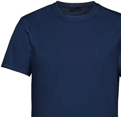 PRADA SS22 藍色圓領T恤 素色設計與刺繡Logo UJN712-1YDP-F0124-S-211 Sizing PRADA SS22 藍色圓領T恤 素色設計與刺繡Logo UJN712-1YDP-F0124-S-211