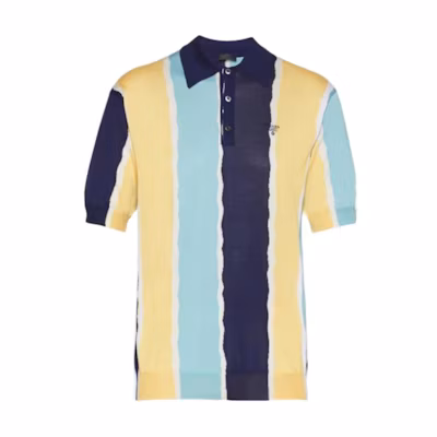 PRADA SS22 Color-block Logo Print Short Sleeve Polo Shirt. UMB335-10MV-F0008-S-221