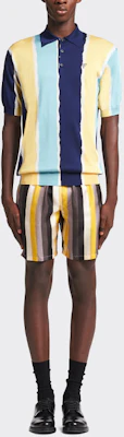 PRADA SS22 拼色徽標印花短袖POLO衫 UMB335-10MV-F0008-S-221 Lookbook PRADA SS22 拼色徽標印花短袖POLO衫 UMB335-10MV-F0008-S-221