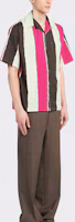 Purchase PRADA SS22 Kemeja Lengan Pendek Garis Kontras Warna Ebony UCS339-10P4-F0192-S-211