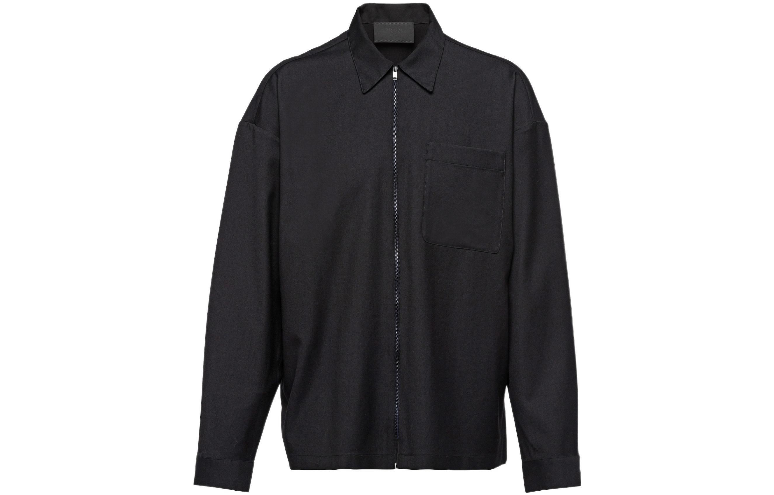 PRADA SS22  Full-Zip Long-Sleeve Sun Protection Shirt Black SC61411AD-F0002-S-221