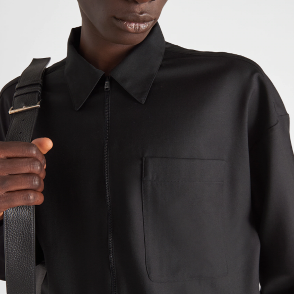 Purchase PRADA SS22 全拉鏈長袖防曬襯衫 黑色 SC61411AD-F0002-S-221