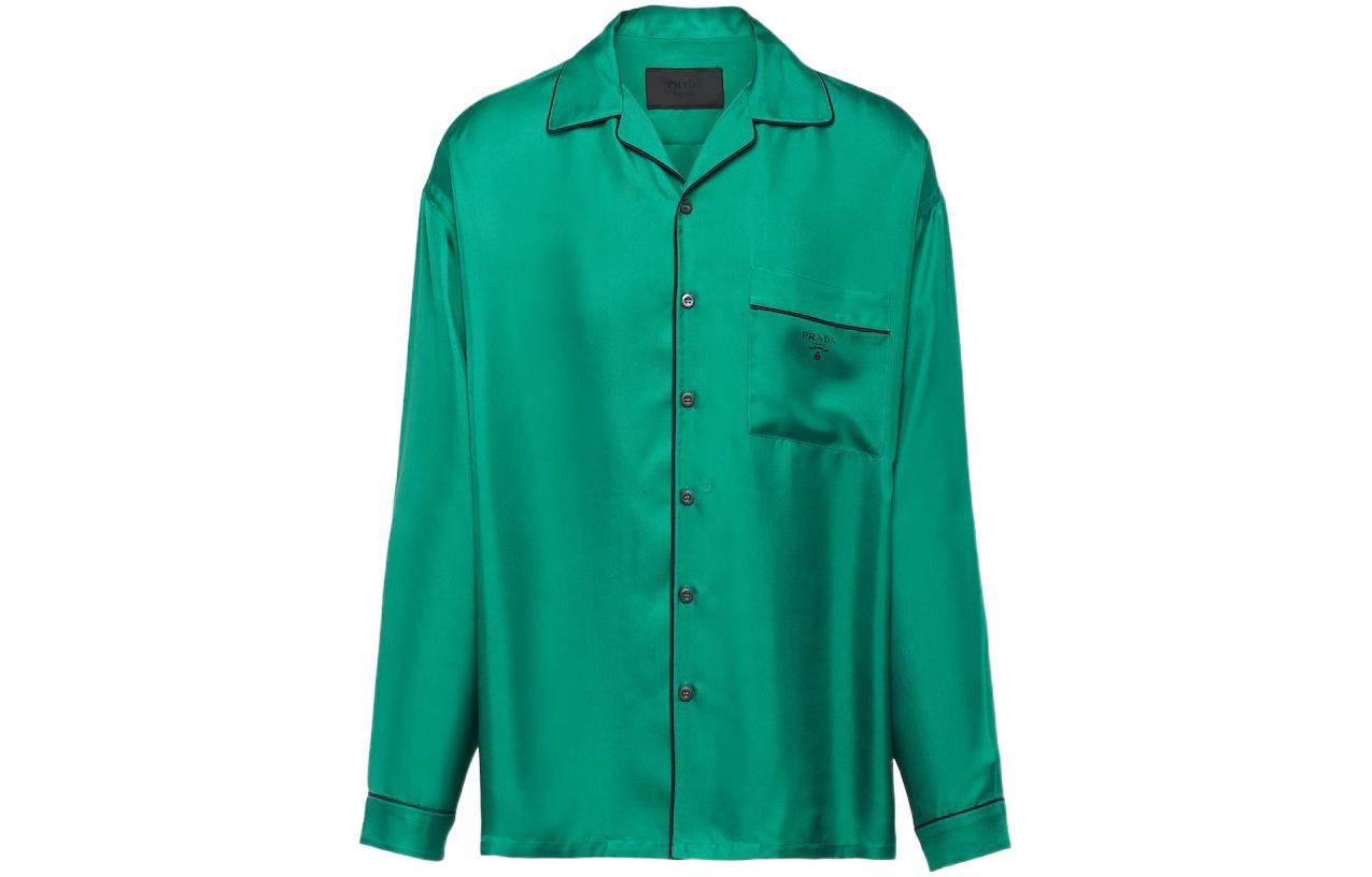 Order PRADA SS22 綠色長袖寬鬆防曬衫。 SC607-1QWC-F077U-S-221
