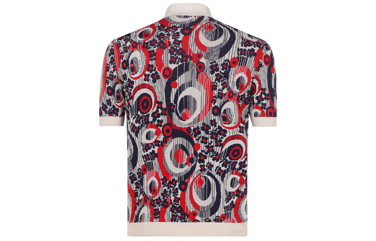 Lookbook PRADA SS22  Red All-Over Print Short-Sleeve Polo Shirt. UMB329-10LU-F092D
