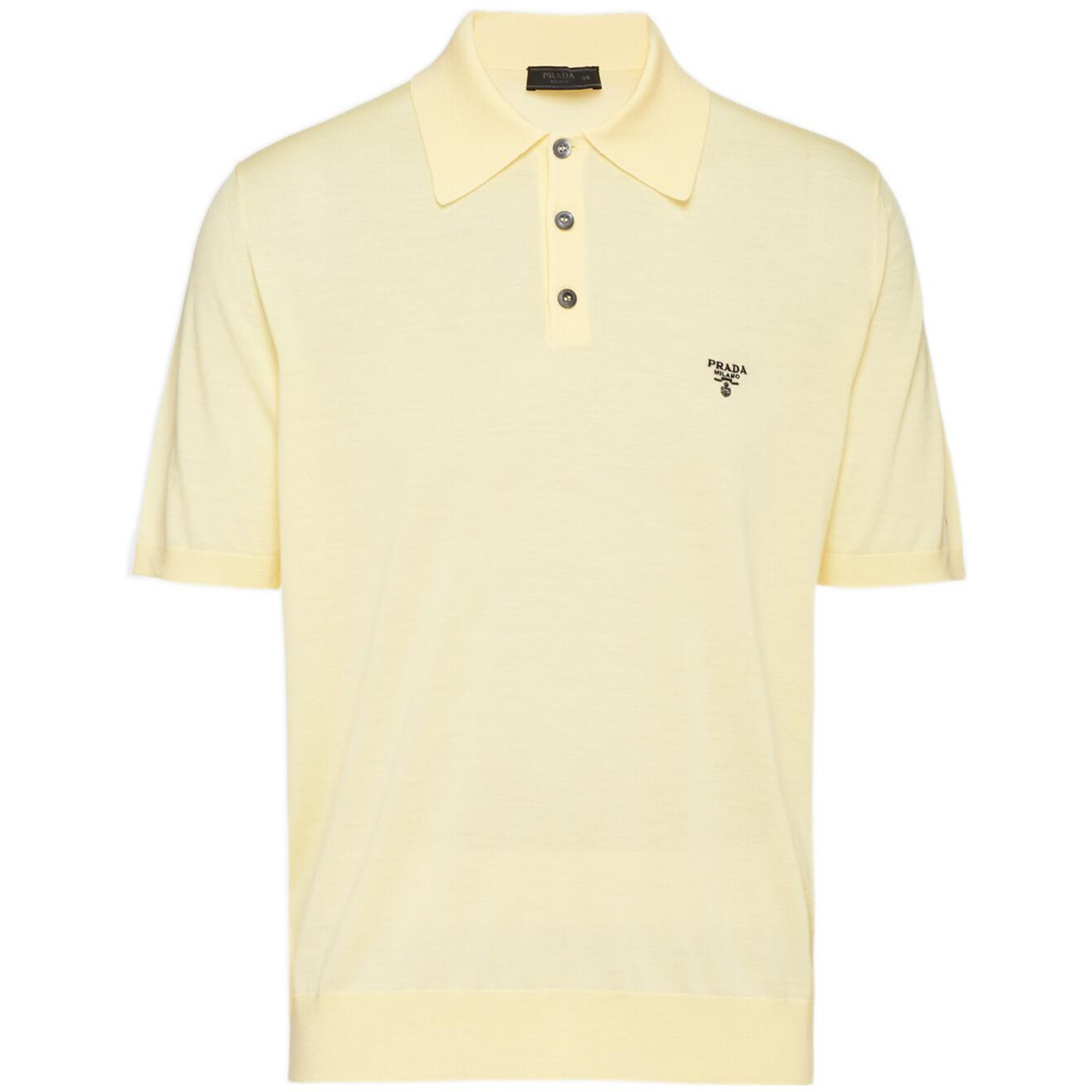 PRADA SS22  Short Sleeve Polo Shirt Fine Wool Vanilla Color. UMB267-1ZLE-F0032-S-212