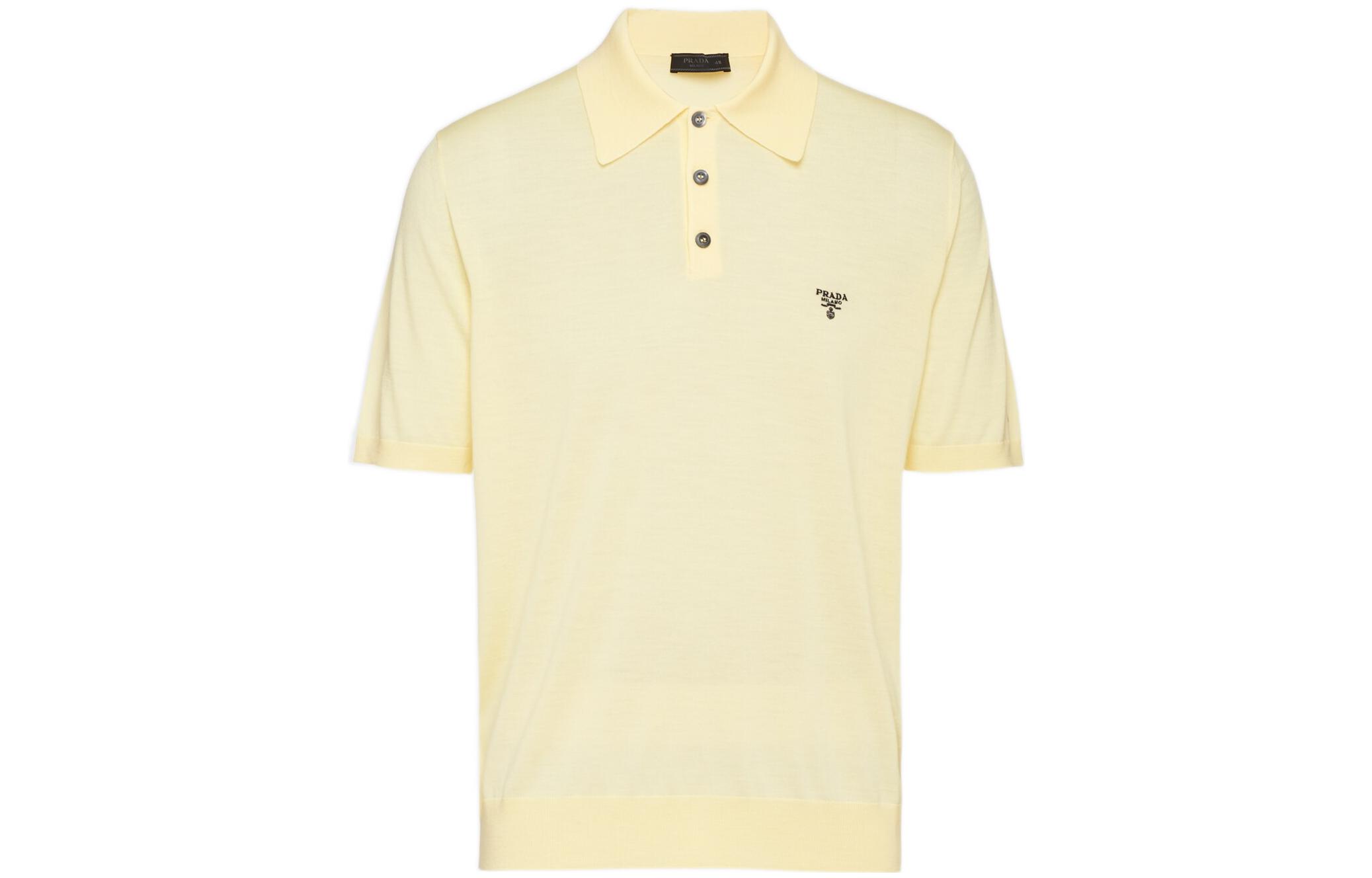 Order PRADA SS22 精細羊毛短袖Polo衫 香草色 UMB267-1ZLE-F0032-S-212