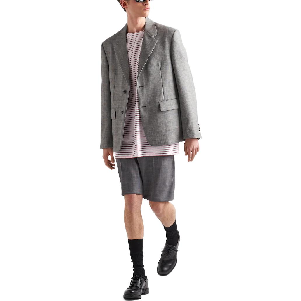 Lookbook 프라다 SS22 싱글브레스트 루즈핏 블레이저 재킷 그레이 UGM169-10NV-F0480-S-221
