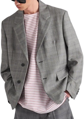 프라다 SS22 싱글브레스트 루즈핏 블레이저 재킷 그레이 UGM169-10NV-F0480-S-221 Shop 프라다 SS22 싱글브레스트 루즈핏 블레이저 재킷 그레이 UGM169-10NV-F0480-S-221