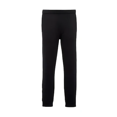 PRADA SS22 Slim Fit Black Casual Pants with Logo Patch Detail. UMP77-1YDT-F0002-S-211