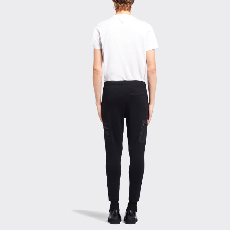 Shop PRADA SS22  Slim Fit Black Casual Pants with Logo Patch Detail. UMP77-1YDT-F0002-S-211